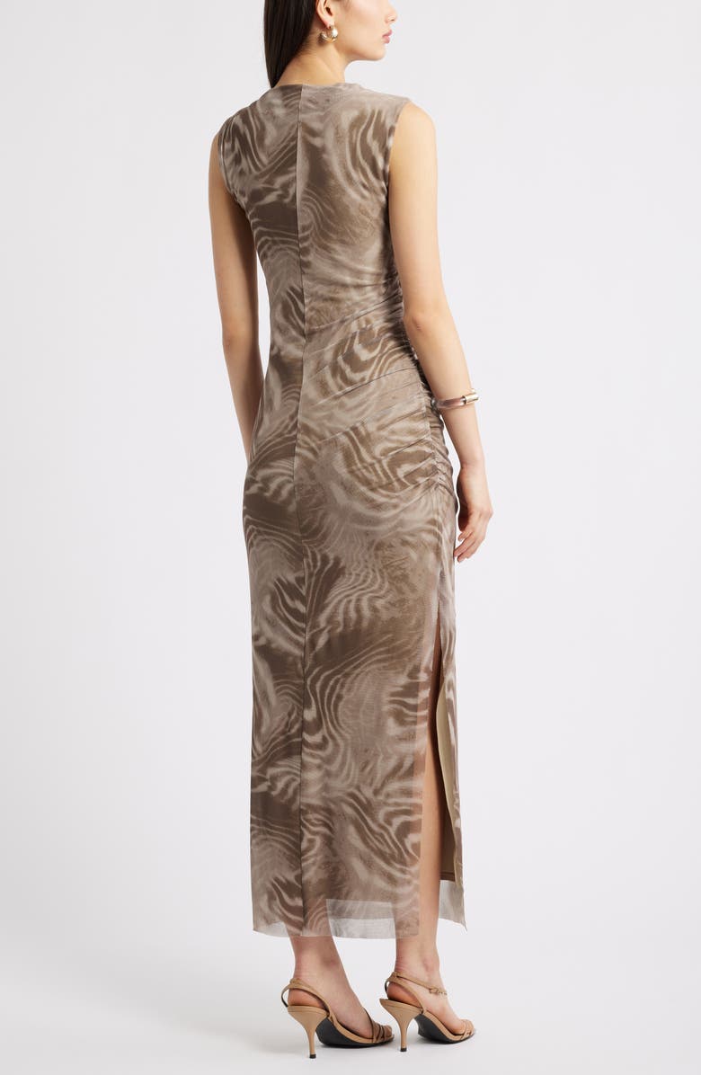 Open Edit Mesh Body-Con Maxi Dress, Alternate, color, Tan Dash Animal