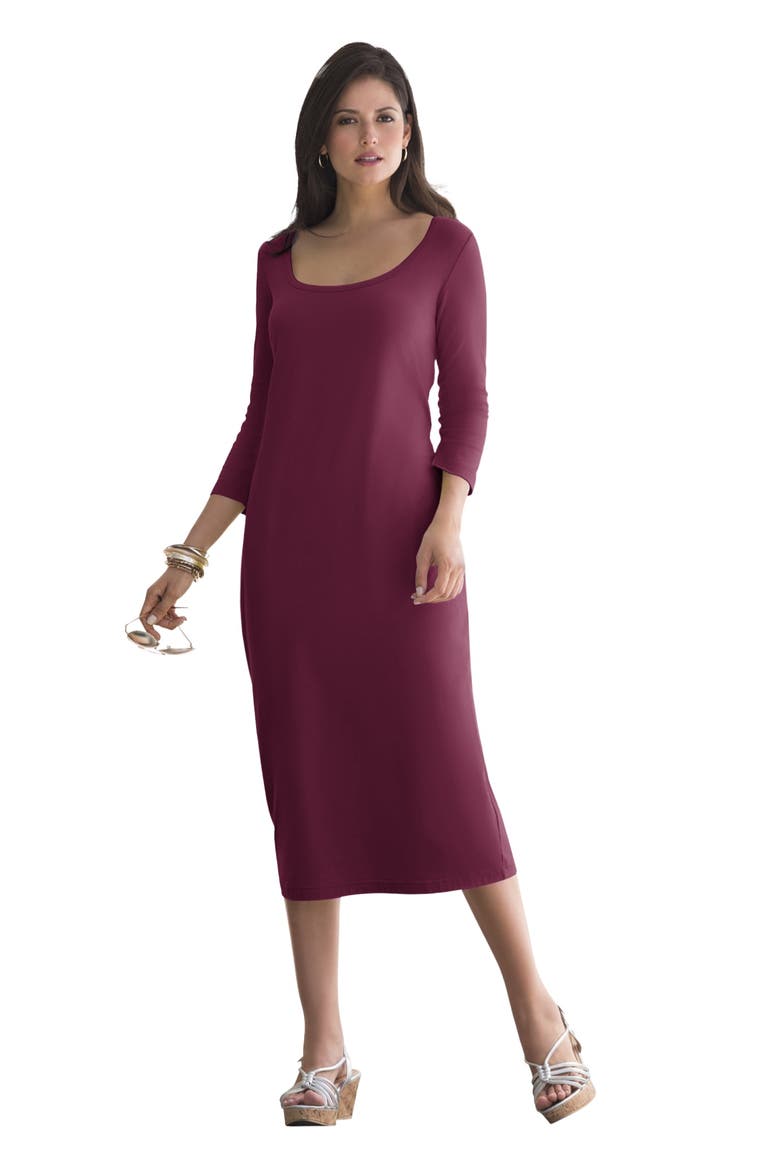 Stretch Cotton T Shirt Dress, Main, color, DEEP CLARET
