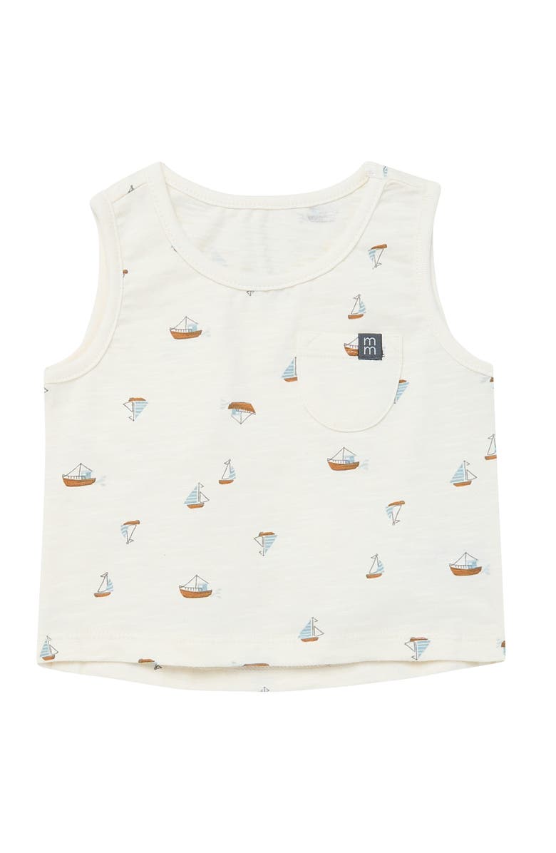 Modern Moments<sup>™</sup> by Gerber Sleeveless Shirt and Shorts Set, Alternate, color, Ivory Sailboats/Md Brown