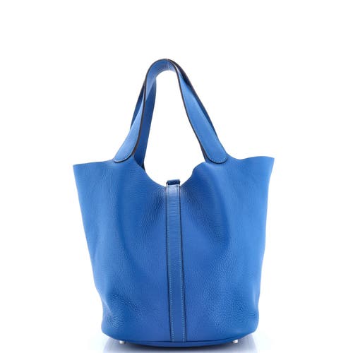 Pre-owned Hermes Hermes Picotin Lock Bag Clemence Gm In Blue