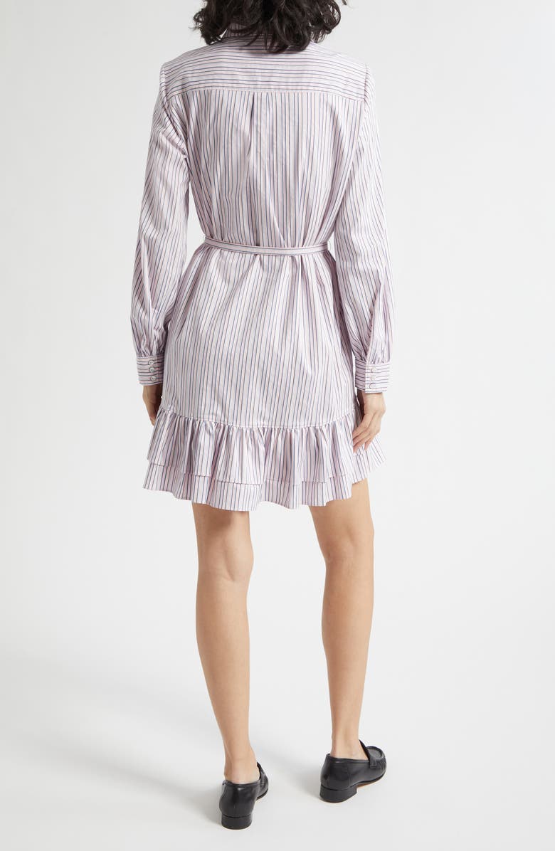 Cinq à Sept Tirza Sophie Stripe Long Sleeve Belted Shirtdress, Alternate, color, Strawberry Cream/ Blue