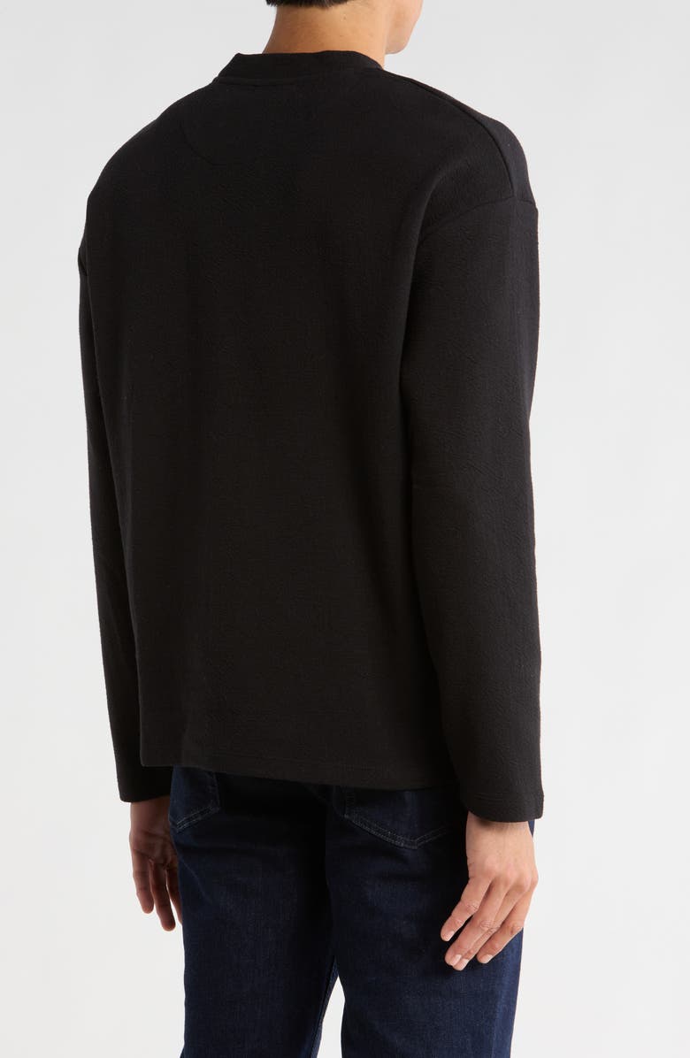 DENIM AND FLOWER Textured Long Sleeve T-Shirt, Alternate, color, Black