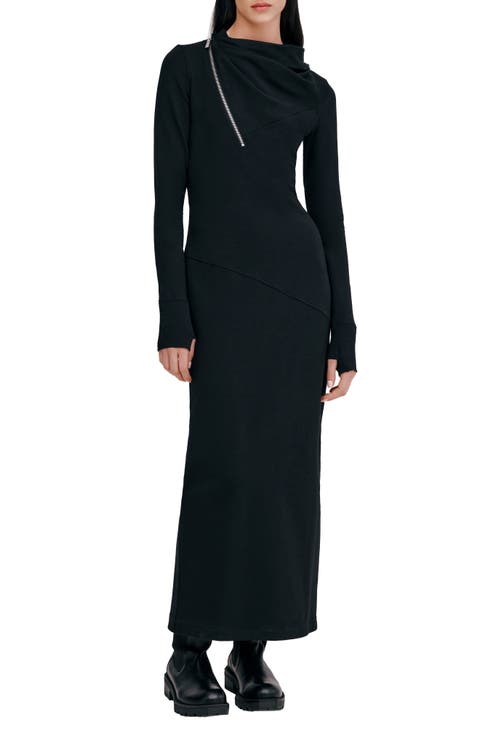 Broome Asymmetric Half Zip Long Sleee Maxi Dress