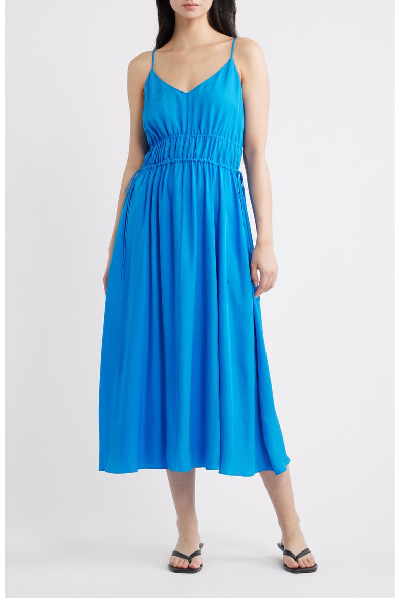 Smocked Sleeveless Midi Dress, Main, color, JEWEL BLUE - 2QQ