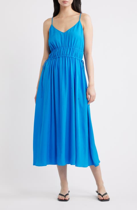 Smocked Sleeveless Midi Dress
