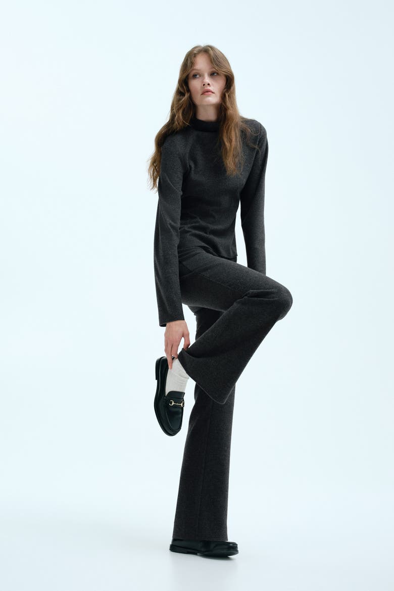 Flared Knitted Trousers, Alternate, color, Dark gray