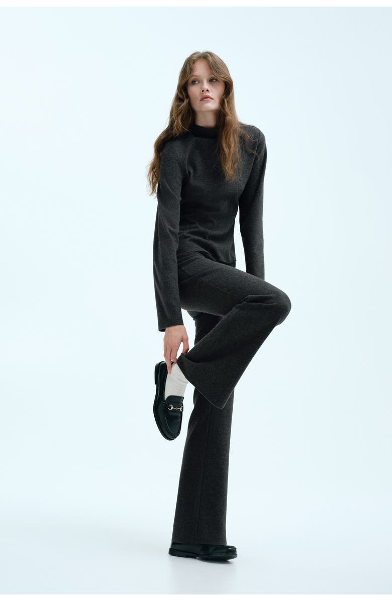 H&M Flared Knitted Trousers, Alternate, color, Dark Gray