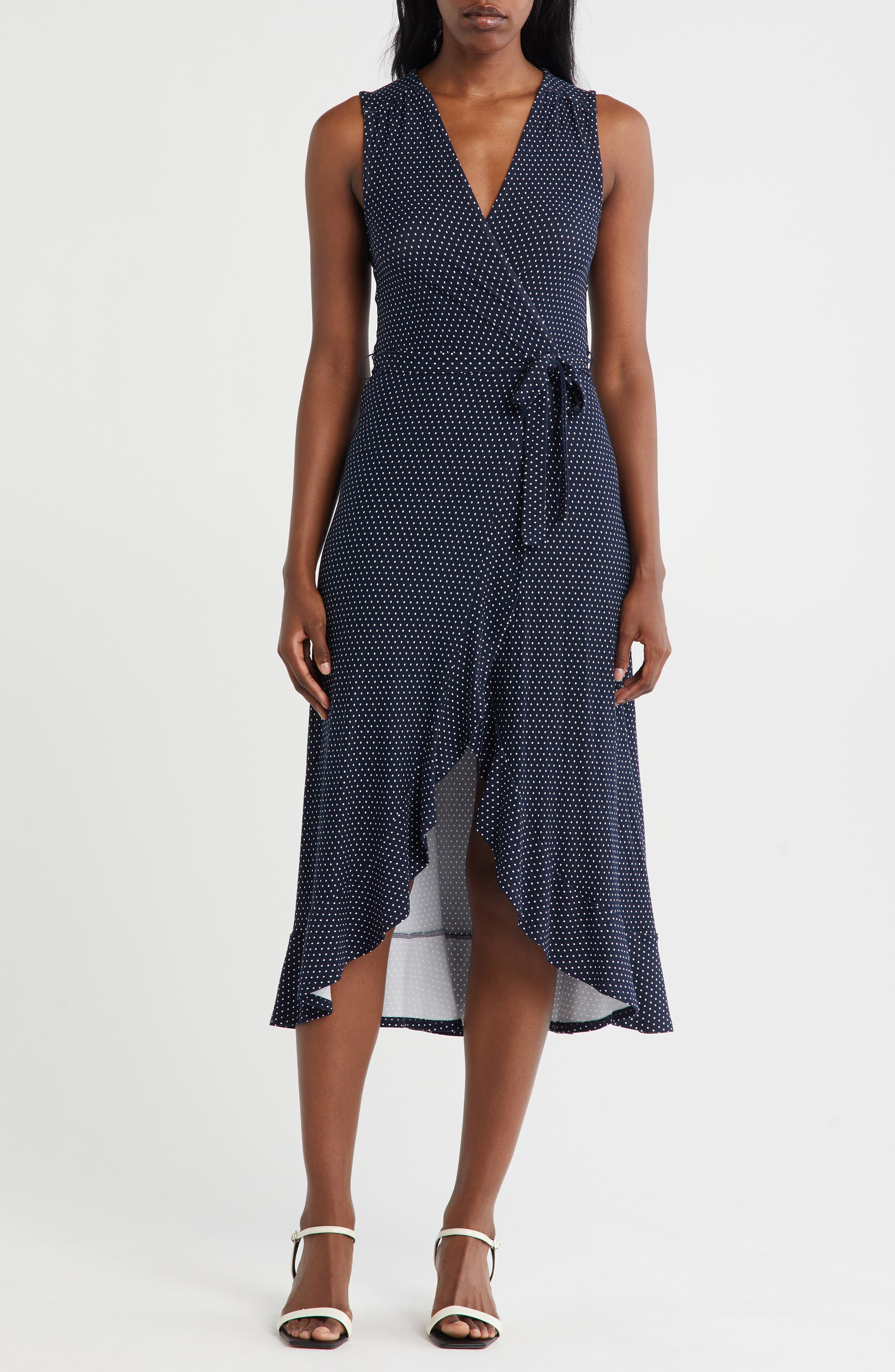 Loveappella Sleeveless Wrap Midi Dress