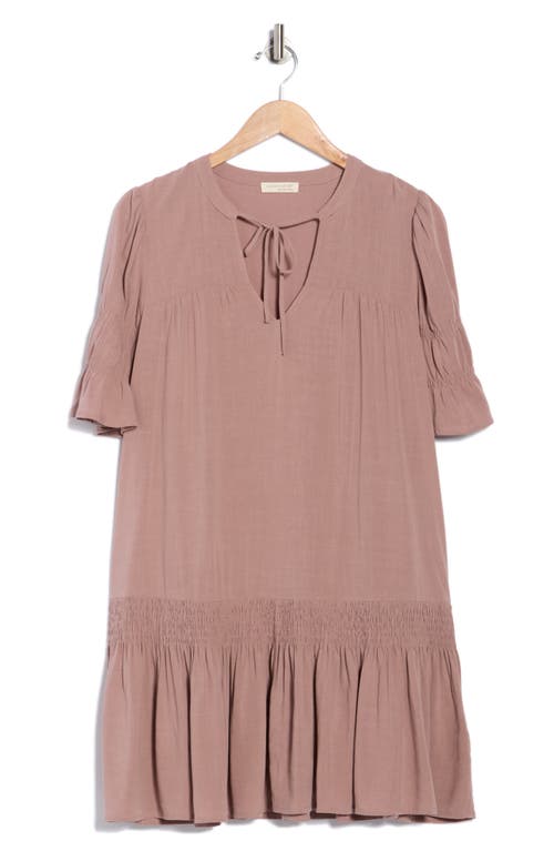 Lovestitch Drop Waist Minidress In Brown