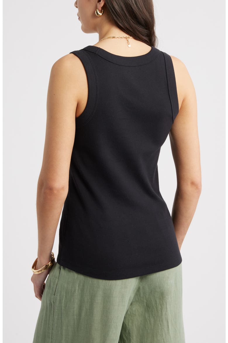 Scoop Neck Rib Cotton Tank, Alternate, color, BLACK