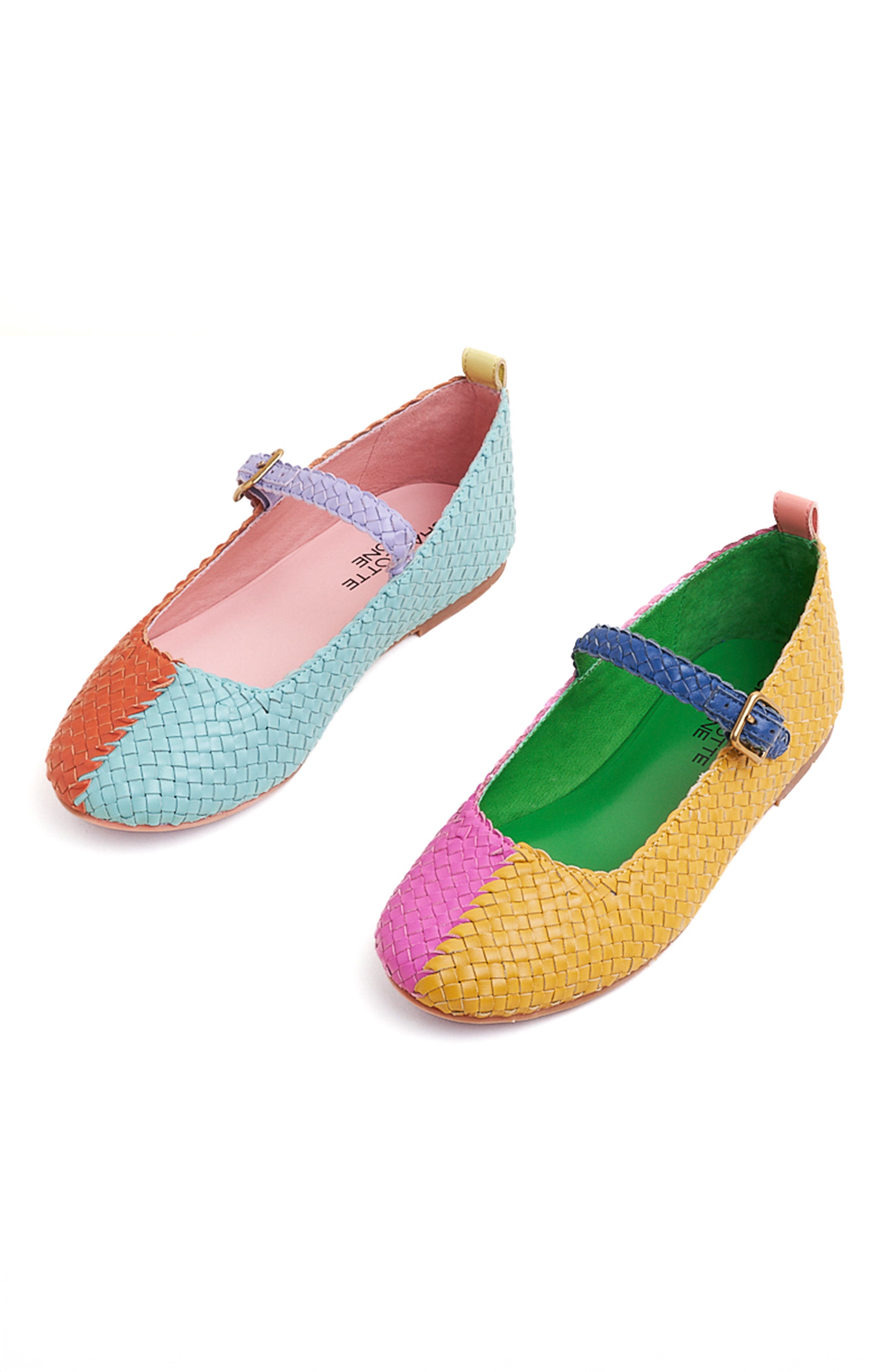 Charlotte Stone Raleigh Mismatch Woven Mary Jane Flat, Main, color, Kortman