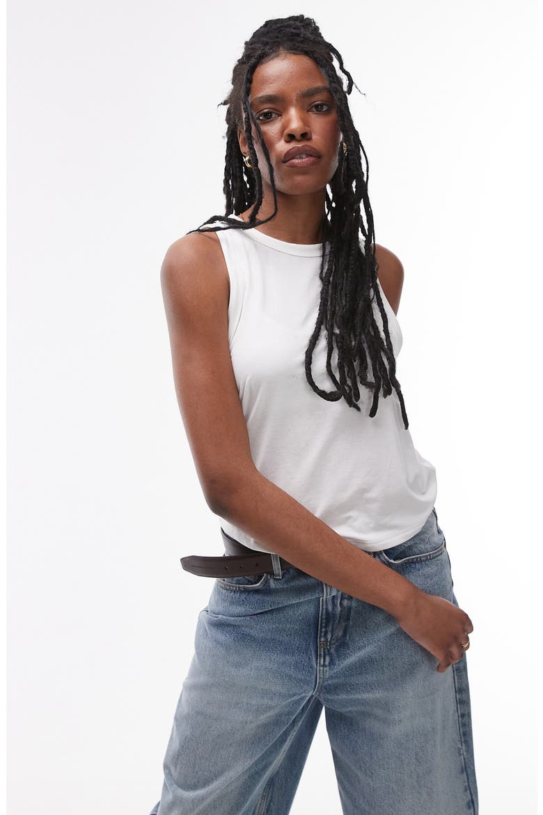 Loose Fit Crewneck Tank, Main, color, WHITE