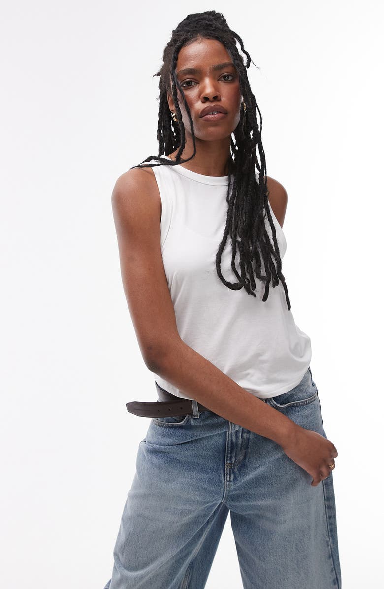 Topshop Loose Fit Crewneck Tank, Main, color,