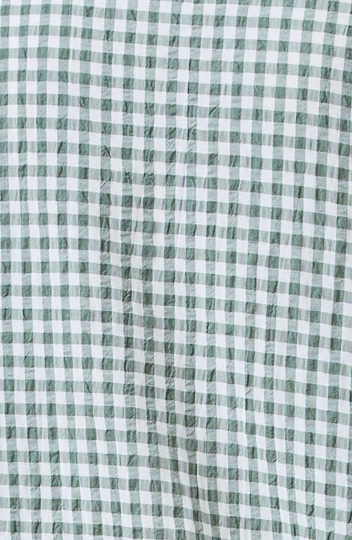 Papinelle Seersucker Gingham Full Length Pj Set In Deep Moss