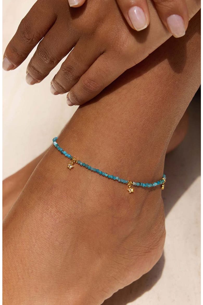 Blue moonstone anklet, Alternate, color, Blue