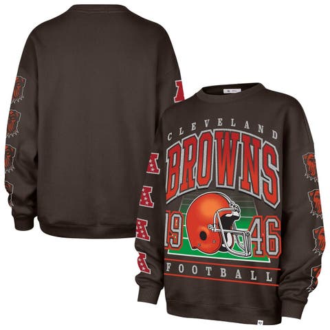 Women's '47  Brown Cleveland Browns Go Big Oversized Pullover Sweatshirt