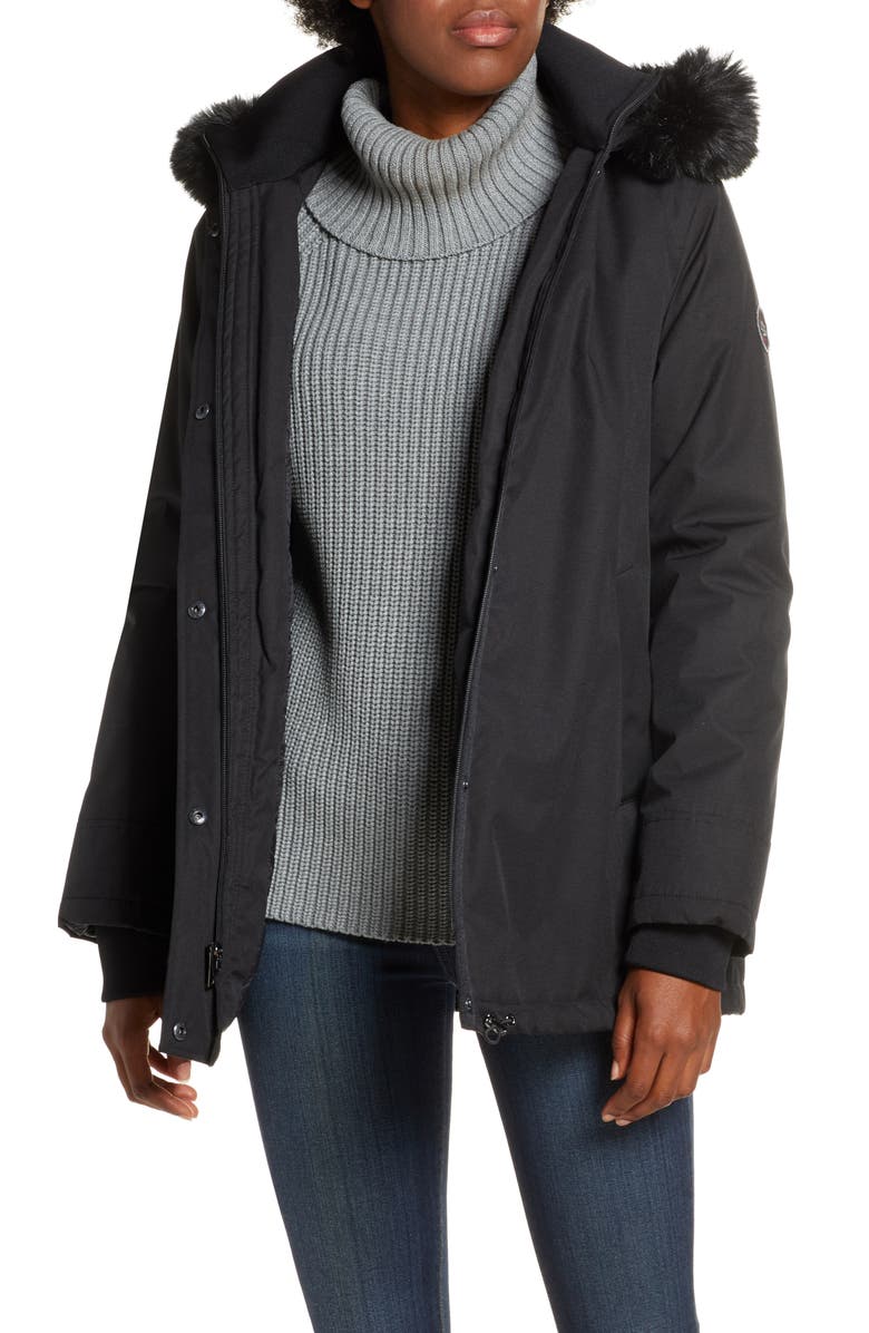 UGG<sup>®</sup> Bernice Faux Fur Trim Waterproof Parka, Main, color, 