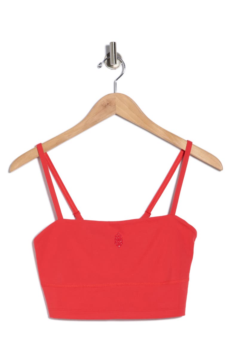 Free People Never Better Longline Sports Bra, Main, color, Victory Red