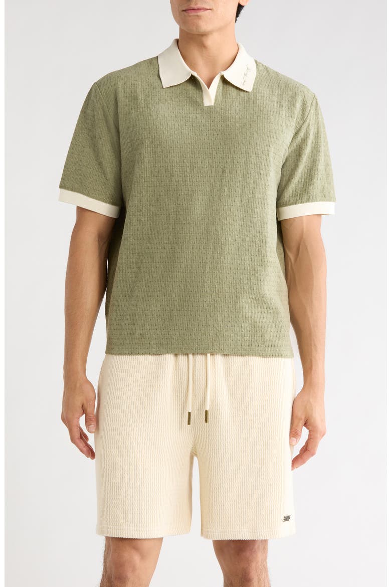 Pique Johnny Collar Polo, Main, color, SAGE
