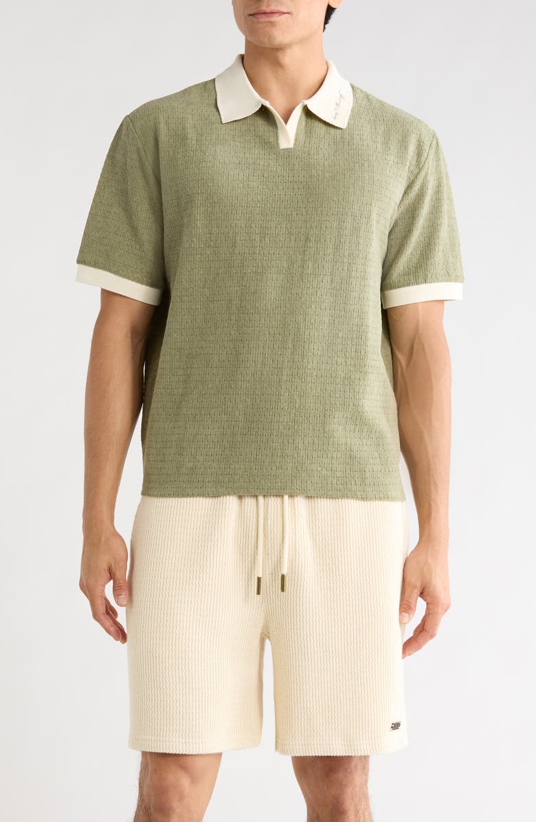 HONOR THE GIFT Pique Johnny Collar Polo, Main, color, Sage