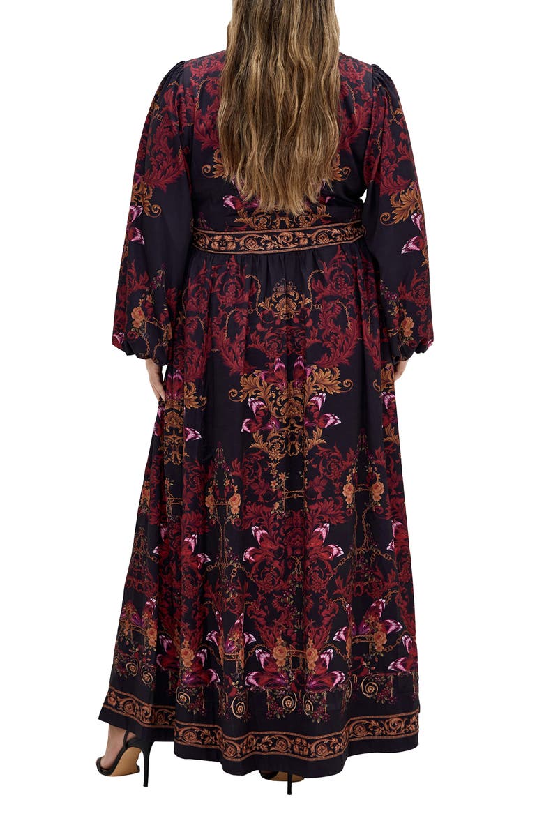 Ivanna Scarf Print Long Sleeve Maxi Dress, Alternate, color, RUBY