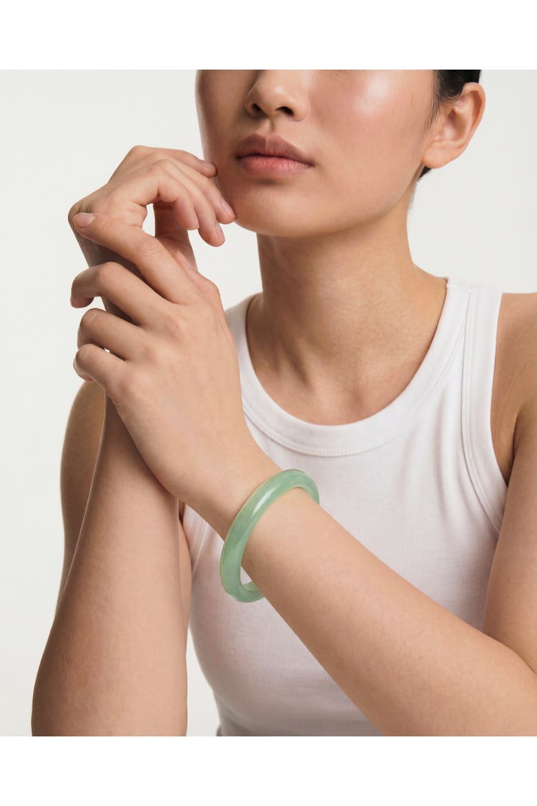 Pond Cyan Skinny Round Jade Stone Bangle, Alternate, color, Cyan