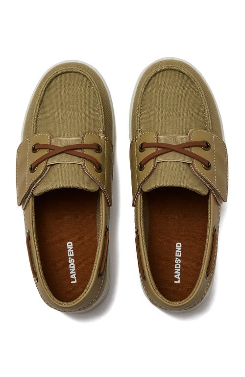 Lands' End Kids Canvas Easy On Boat Shoes In Brown