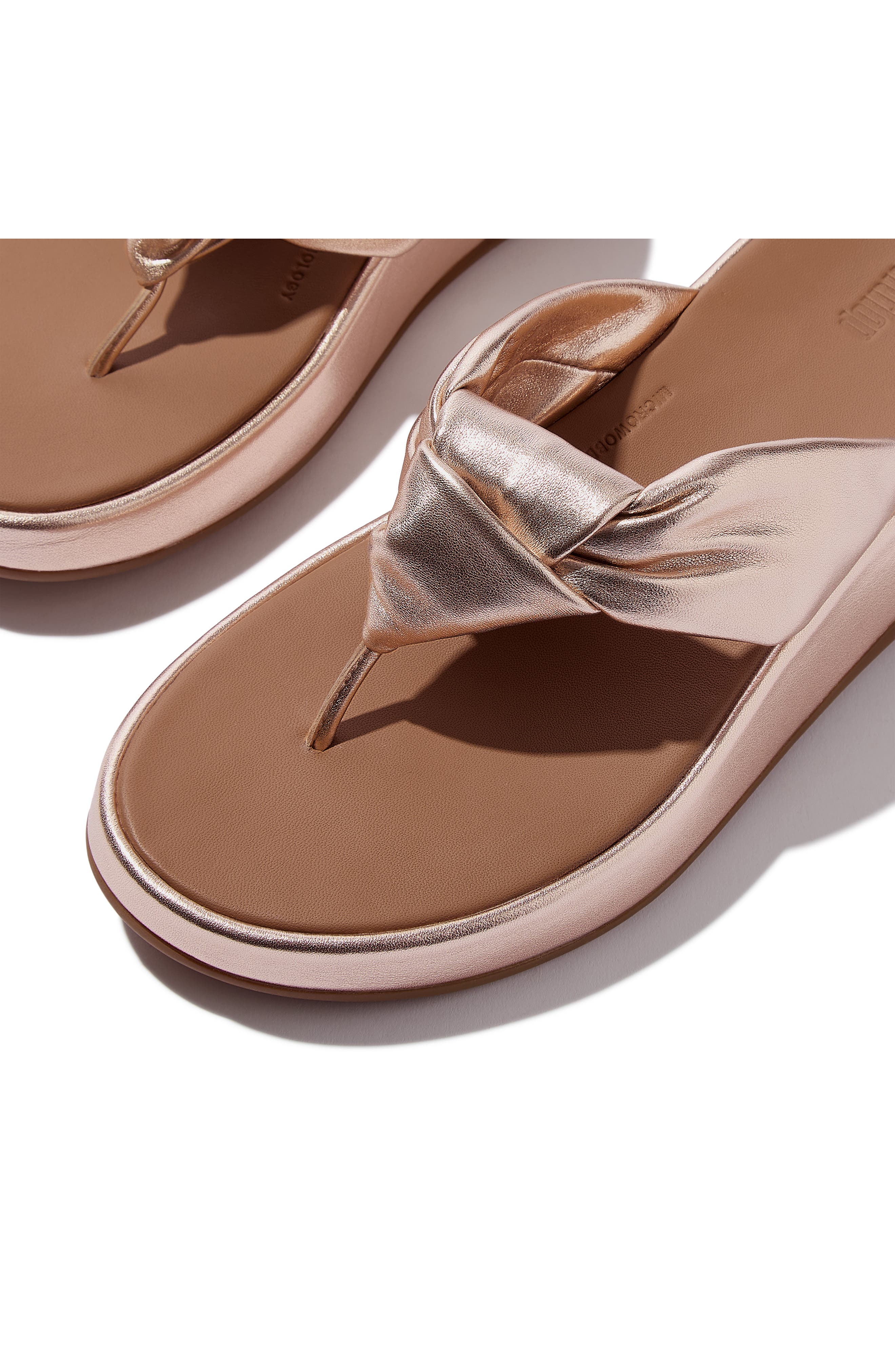FitFlop F-Mode Knot Platform Wedge Flip Flop, Alternate, color, Metallic Classic Beige