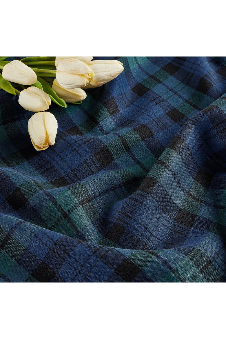Linen Tablecloth - Blackwatch Plaid, Alternate, color, Blue and Green