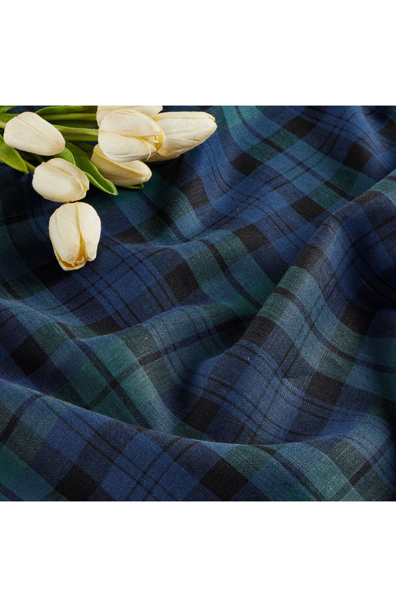 Solino Home Linen Table Runner for Dining Table, Holiday and Everyday Table Decor - Blackwatch Plaid, Alternate, color, Blue And Green