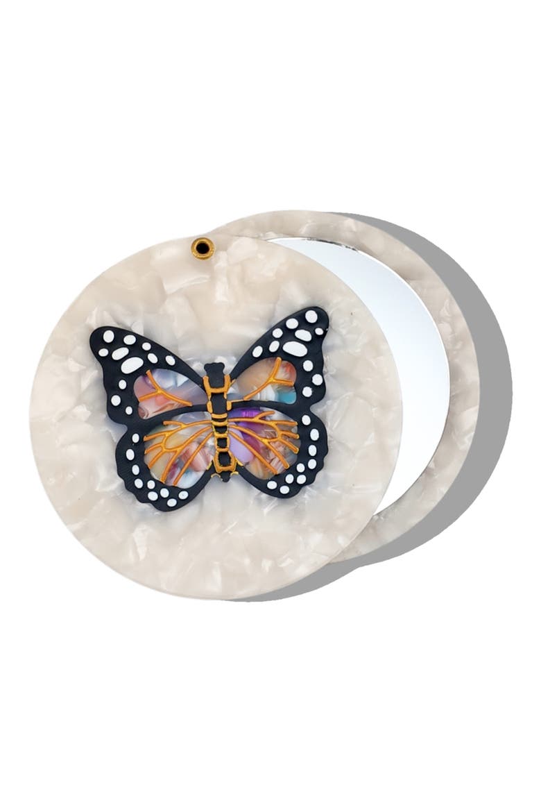 Monarch Butterfly Brush, Jaw Clip & Mirror Set (Nordstrom Exclusive), Alternate, color, IVORY MONARCH