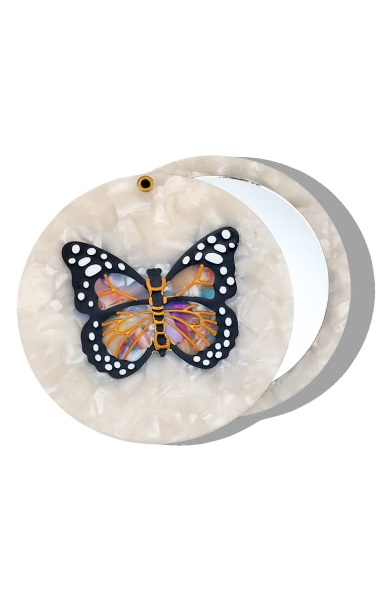 Solar Eclipse Monarch Butterfly Brush, Jaw Clip & Mirror Set, Alternate, color, Ivory Monarch