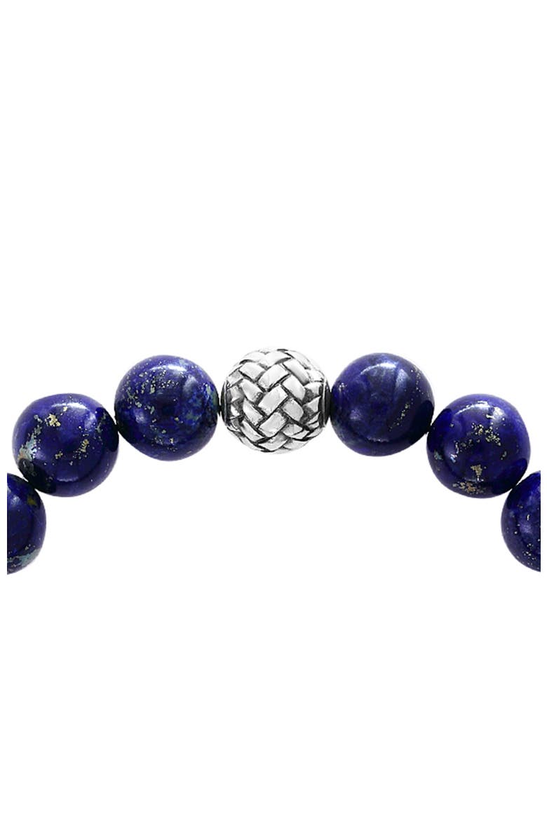925 Sterling Silver Lapis Lazuli Beaded Bracelet, Alternate, color, Sterling Silver