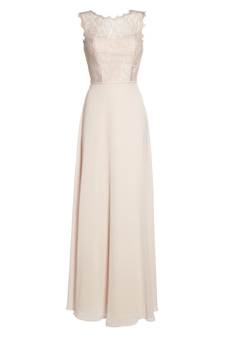 Lace & Chiffon A-Line Gown, Alternate, color, ROSE BLUSH CASHMERE