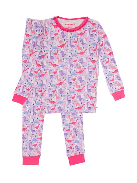 SoftSnooze Girls Ruffle Long Sleeve Pajama Set