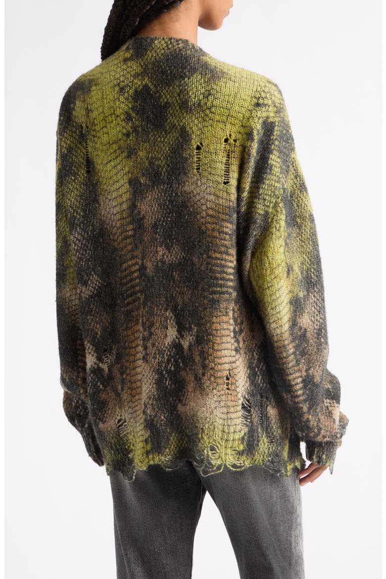 Printed Boyfriend Cardigan, Alternate, color, BROWN GREEN OMBRE SNAKE