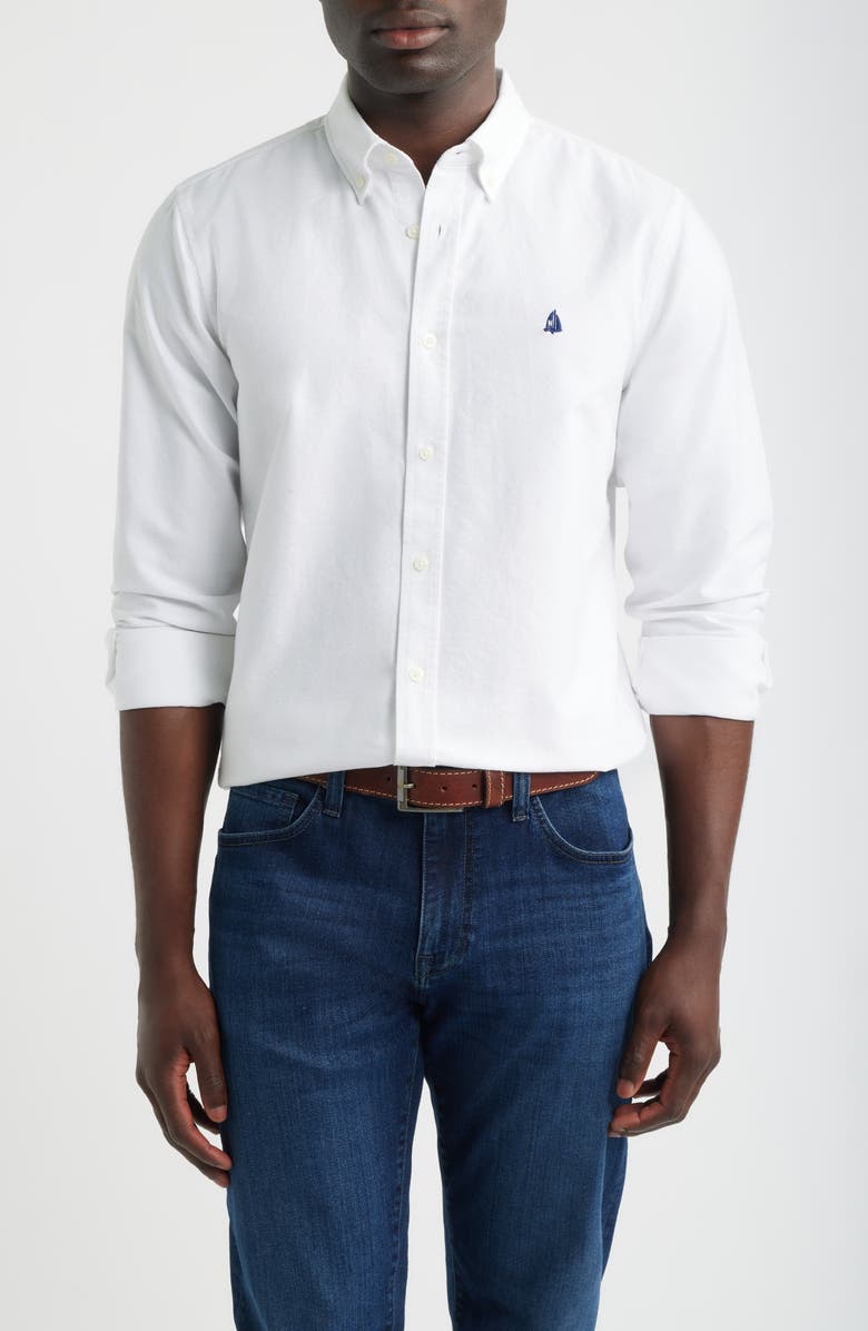 Nordstrom Sailboat Emblem Cotton Button-Down Oxford Shirt, Main, color, White