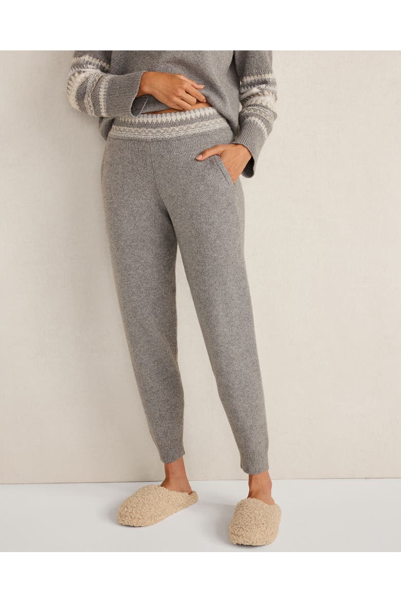 Organic Cotton Blend Nostalgic Fair Isle Joggers, Main, color, Fog Heather