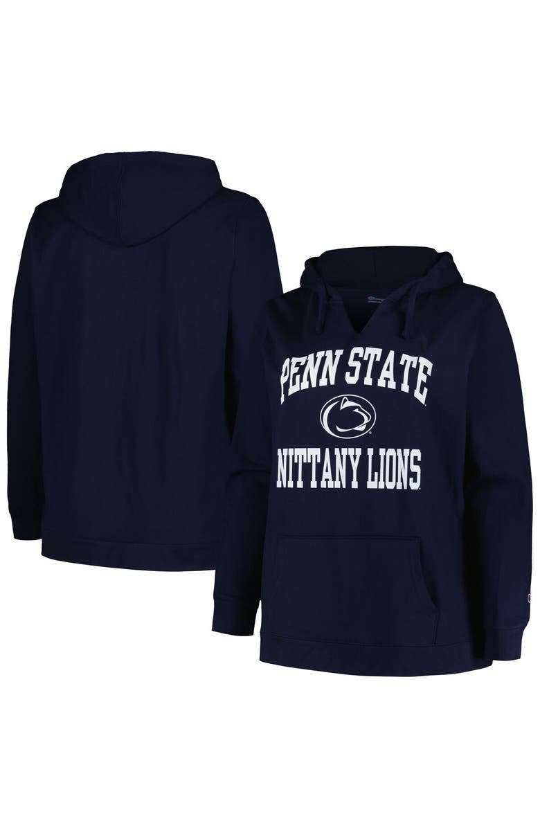 Champion Women's Champion Navy Penn State Nittany Lions Plus Size Heart & Soul Notch Neck Pullover, Main, color,