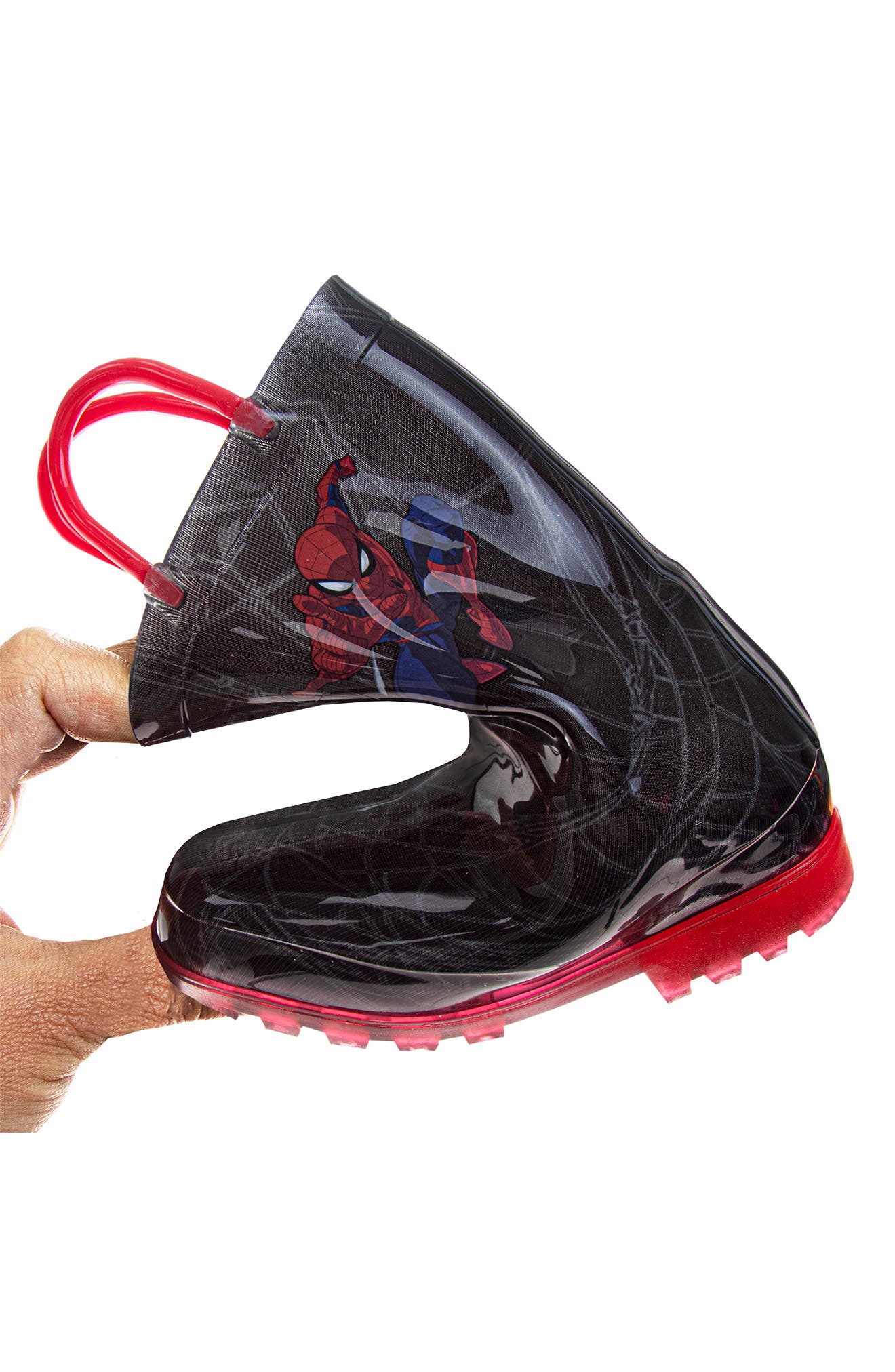 JOSMO Kids
 Spider-Man Rain Boot, Alternate, color, Black/ Red
