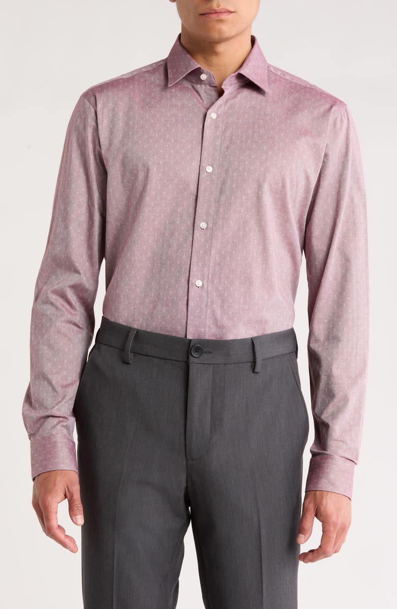 HUGO Valerio Modern Fit Cotton Dress Shirt, Main, color, Dark Pink