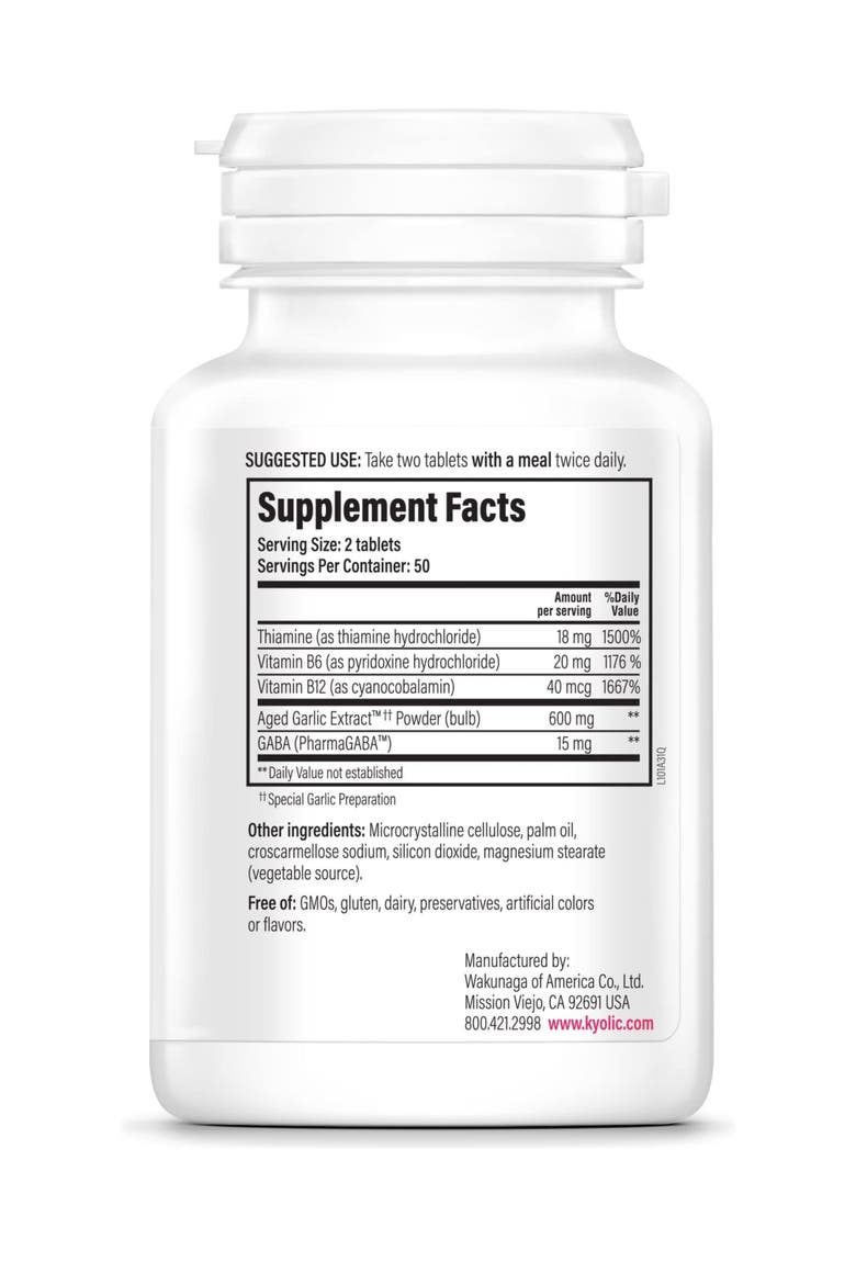 Aged Garlic Extract Formula 101, Stress and Fatigue Relief, 100 tablets., Alternate, color, None