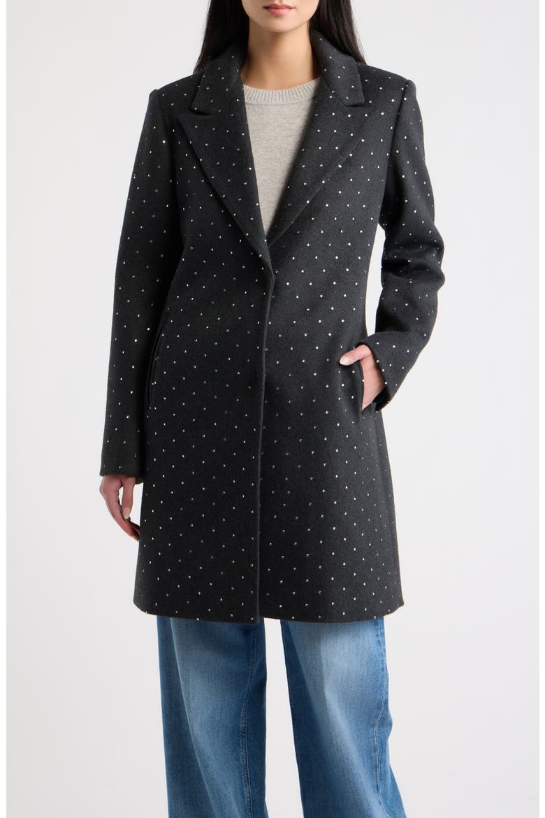 Sparkle Reefer Coat, Alternate, color, CHARCOAL