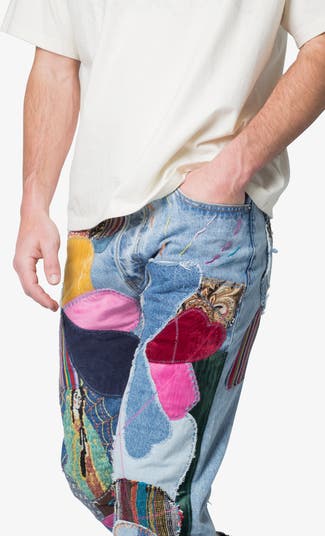 Baggy Patchwork Release Hem Jeans