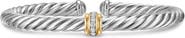 David Yurman Cable Flex Center Station Bracelet in Sterling Silver with 14K Yellow Gold and Diamonds, 6mm
