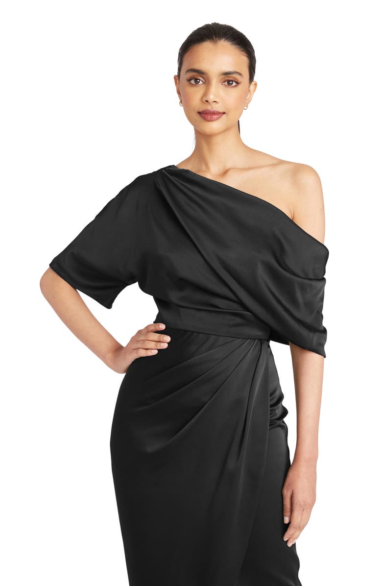 Theia Rayna Drape One-Shoulder Gown, Alternate, color, 
