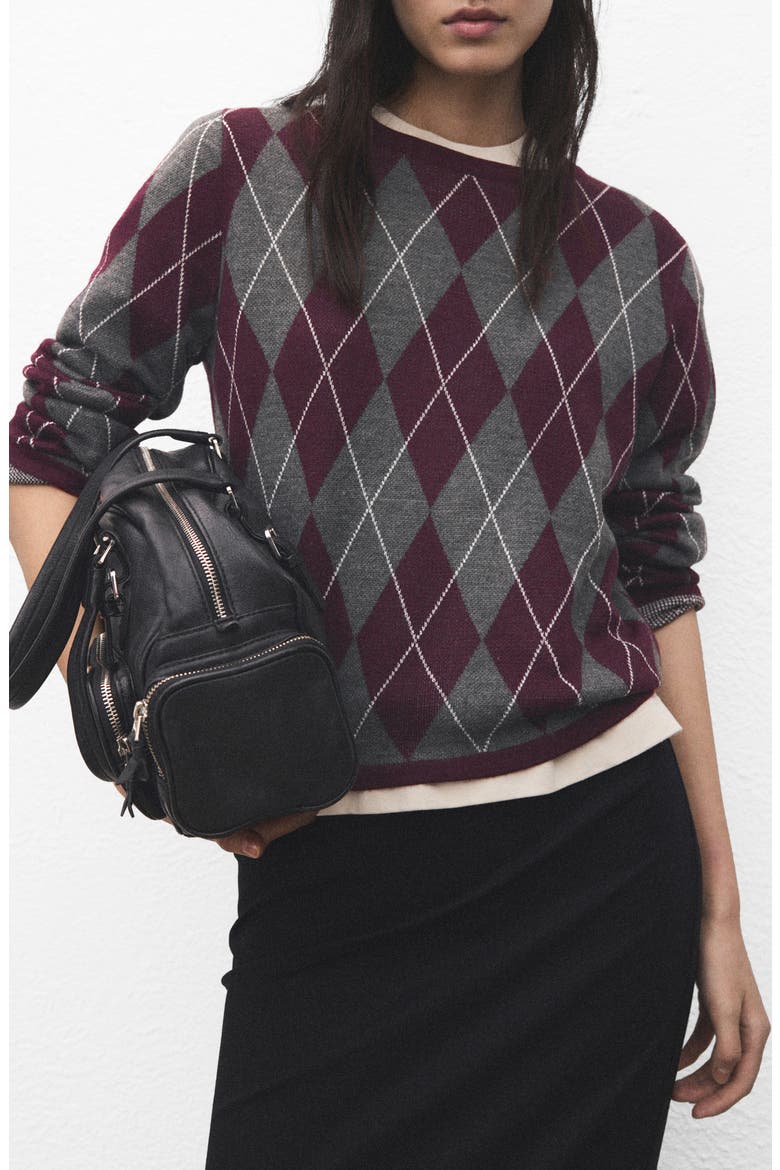Argyle Crewneck Sweater, Main, color, MEDIUM HEATHER GREY
