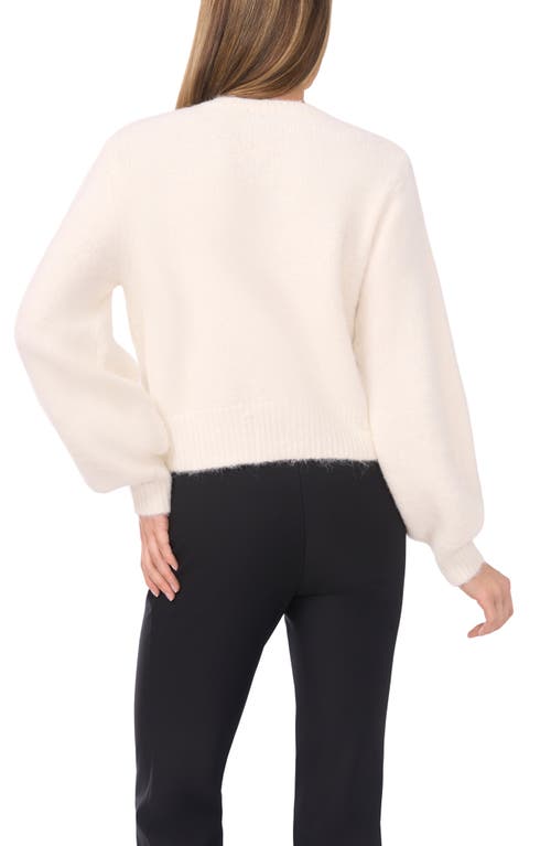 Ted Baker Fina Fuzzy Crewneck Cardigan In White
