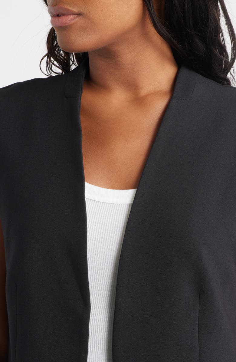 Topshop Chuck On Blazer Vest, Alternate, color, Black