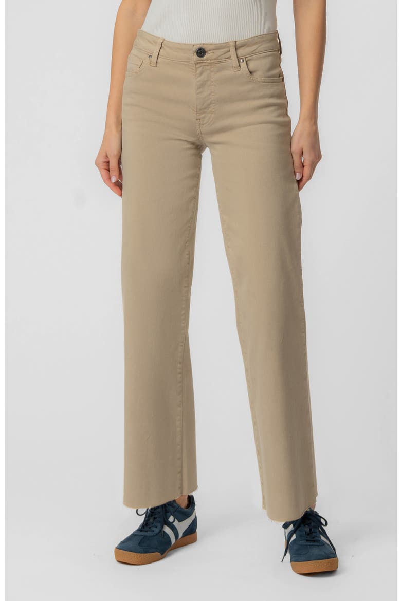 Raw Hem High Waist Ankle Wide Leg Jeans, Main, color, OAT
